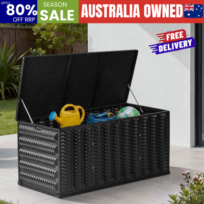 Outdoor Storage Box 680L Foldable Garden Container Black