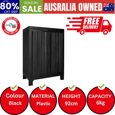 Secure and Spacious Outdoor Storage Solution: Lockable Black Garden Garage Cupboard