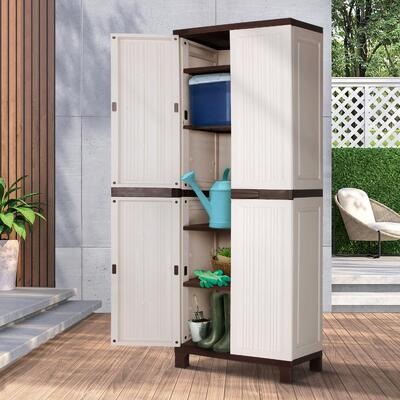 Outdoor Storage Cabinet Box Garage Garden Cupboard Adjustable Lockable
