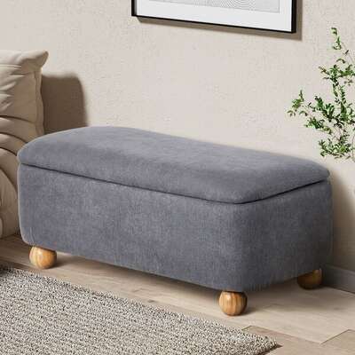 Storage Ottoman Foot Stool Linen Couch Bench Blanket Box