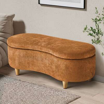 Storage Ottoman Brown Chenille 97x40x39cm