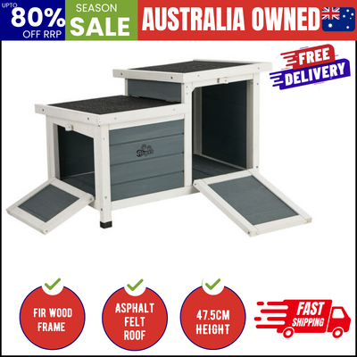 Outdoor Rabbit And Cat Hutch Wooden Coop House Enclosure