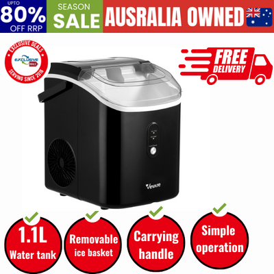 Nugget Portable Ice Maker with Ice Cube Scoop 15kg Black