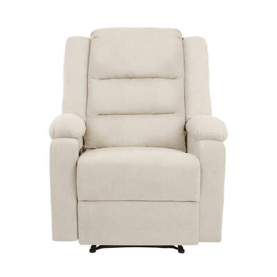 Recliner Chair Padded Lounge With Side Pocket Polyester Beige