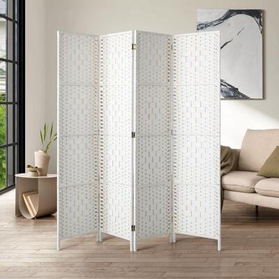 4 Panel Room Divider Privacy Screen White