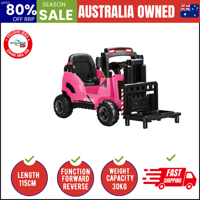 Ride-On Forklift Electric Car Toy for Toddlers Kids 12V Rechargeable Pink