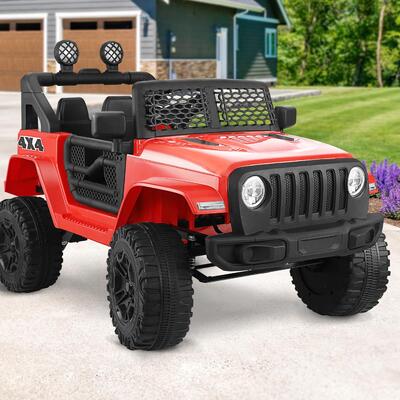 Jeep Kids Ride On Car with 12V Battery Twin Motors and Remote Control Red
