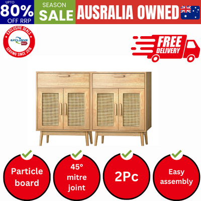 2x Buffet Sideboard Rattan Cupboard Cabinet Storage