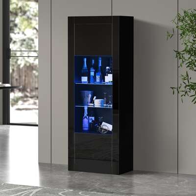 LED Display Cabinet Sideboard 170cm Black | EXTG