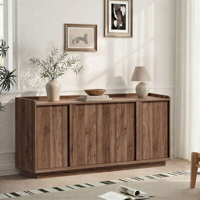 Walnut 160cm Sideboard Storage 160x39x73cm