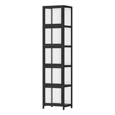 Display Cabinet 5-Tier Slim Storage Shelves Black