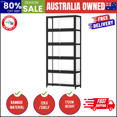 Display Cabinet 5 Tiers Clear Door Black