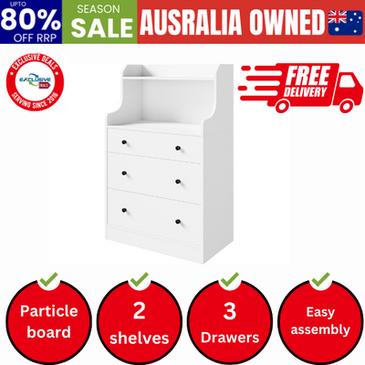 Sideboard Buffet Cupboard 3 Chest of Drawers White