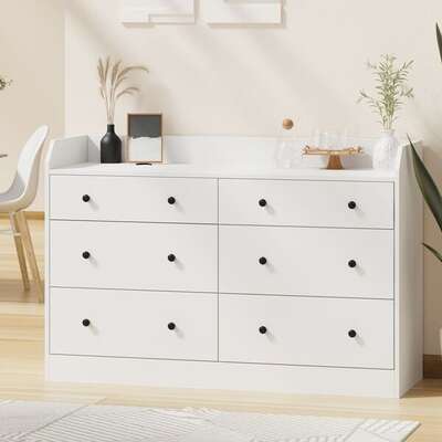 Buffet Sideboard Hamptons Style 6 Drawers White