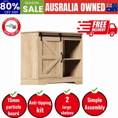 Buffet Sideboard Cabinet Pantry Storage Cupboard Sliding Door Natural