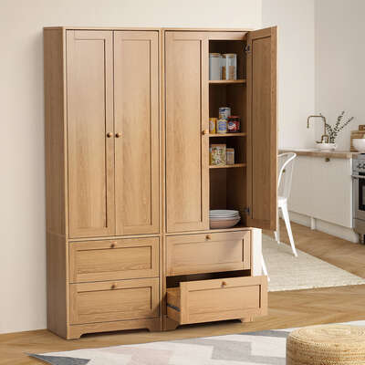 Natural Sideboard Cabinet Storage 60x30x175.5cm