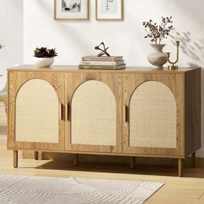 Rattan Sideboard Storage Cabinet 3 Door | EXTG