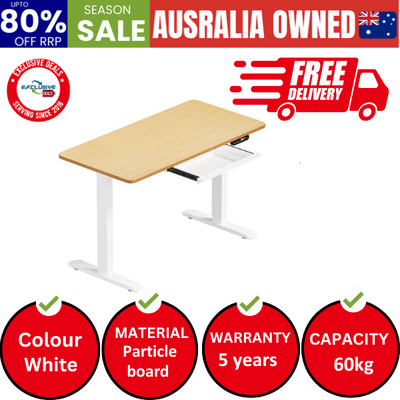 120CM Electric Standing Desk with Drawer Height Adjustable White & Oak