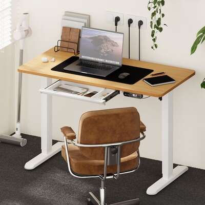 140cm Electric Standing Desk With Drawer Adjustable White