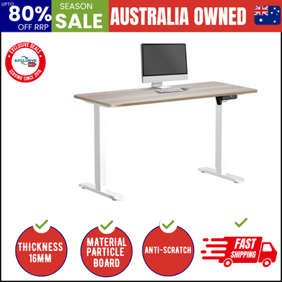 Electric Standing Desk Single Motor White&Grey-Oak 140CM
