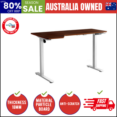 L-shape Electric Standing Desk Single Motor 145CM White&Walnut