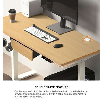 150cm Electric Standing Desk with Drawer Adjustable Oak White