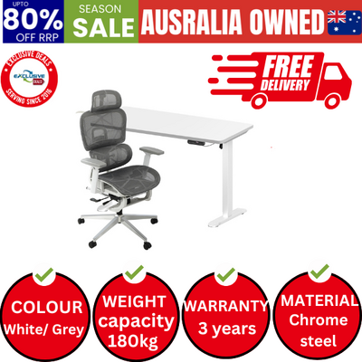 Office Desk and Chair Set Mesh Ergonomic Chair Sit-stand Desk GY&WH