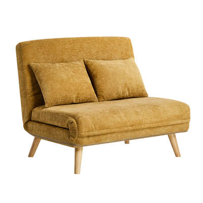Chenille Sofa Bed Chair Recliner Double Love Seat Upholstered Yellow Fabric