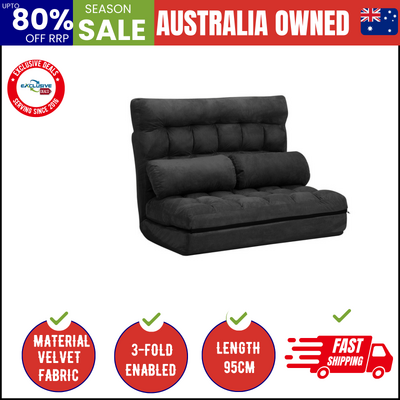 Lounge Sofa Bed Floor Recliner 2 seater Chaise Chair Folding Charcoal