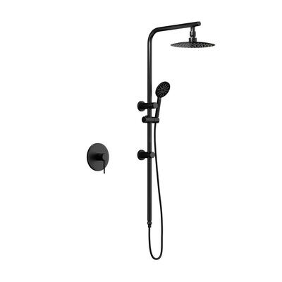 10" Rain Shower Head Set Round Handheld With Shower Mixer Tap Black