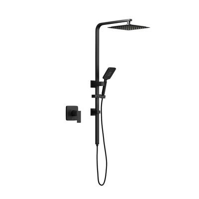 10" Rain Shower Head Set Square Handheld With Shower Mixer Tap Black
