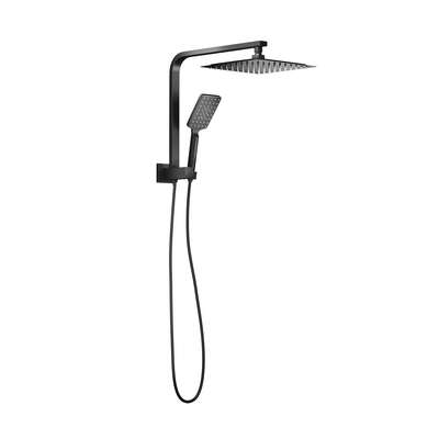 10" Rain Shower Head Set Square 3-Mode Handheld Shower Gooseneck Black