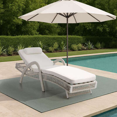 Sun Lounge Wicker Bed Outdoor Patio Furniture Beige