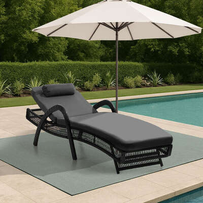 Sun Lounge Wicker Bed Outdoor Patio Furniture Grey