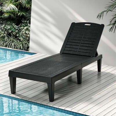 Adjustable Sun Lounge Outdoor Patio Black | EXTG