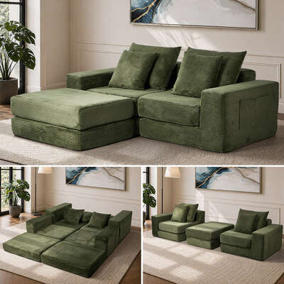 Compressed Modular Sofa Multi-Layout Corduroy Lounge Set