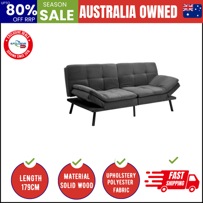 Sofa Bed Futon Recliner Lounge Couch Convertible Polyester 3Seater Grey