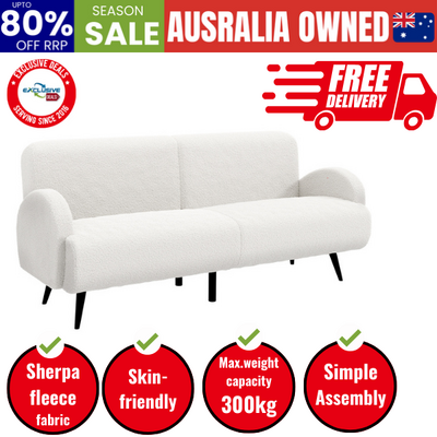 Sherpa Sofa Luxury 3 Seater Fleece White