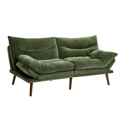 3 Seater Sofa Bed Recliner Convertible Chenille Couch Green