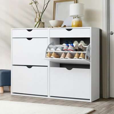 Shoe Storage Cabinet 36 Pairs White | EXTG