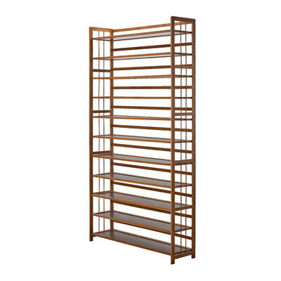 Shoe Rack Storage Organizer 11 Shelves Bamboo Brown