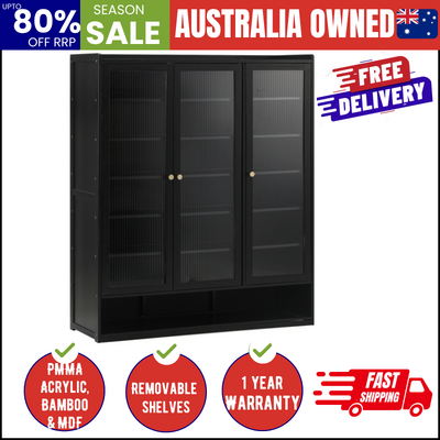Shoe Cabinet 3 Doors Shelf Black