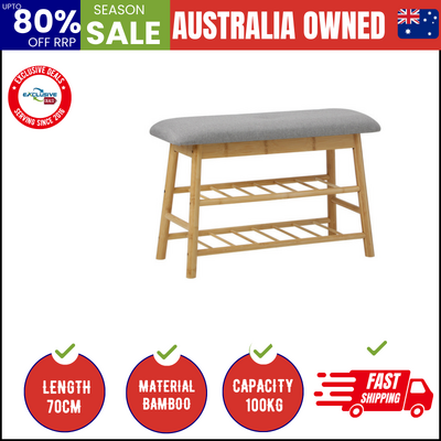 Shoe Storage Bench Bamboo Shoes Rack Cabinet Shelf Organiser Stool 70cm