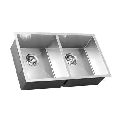 Kitchen Sink Stainless Steel Bathroom Laundry Basin Double Silver 76X44CM