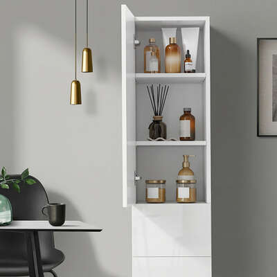 Tall Bathroom Storage Cabinet Slim White 170cm | EXTG