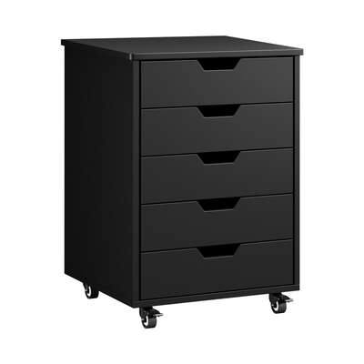 Compact Home Office Filing Cabinet 5 Drawer Mobile Storage Black 48x40x67cm