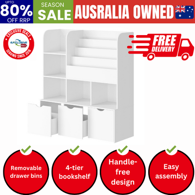 Kids Bookcase Toy Organiser Cabinet With Chest