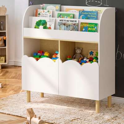 Kids Storage Bookshelf White 80x31.5x90cm