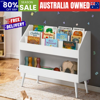 Kids Bookshelf Children Bookcase Organiser Toy Shelf White