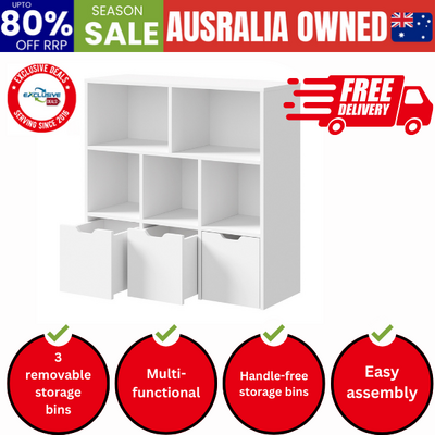 Kids Storage Organiser Cabinet With Removable Box White